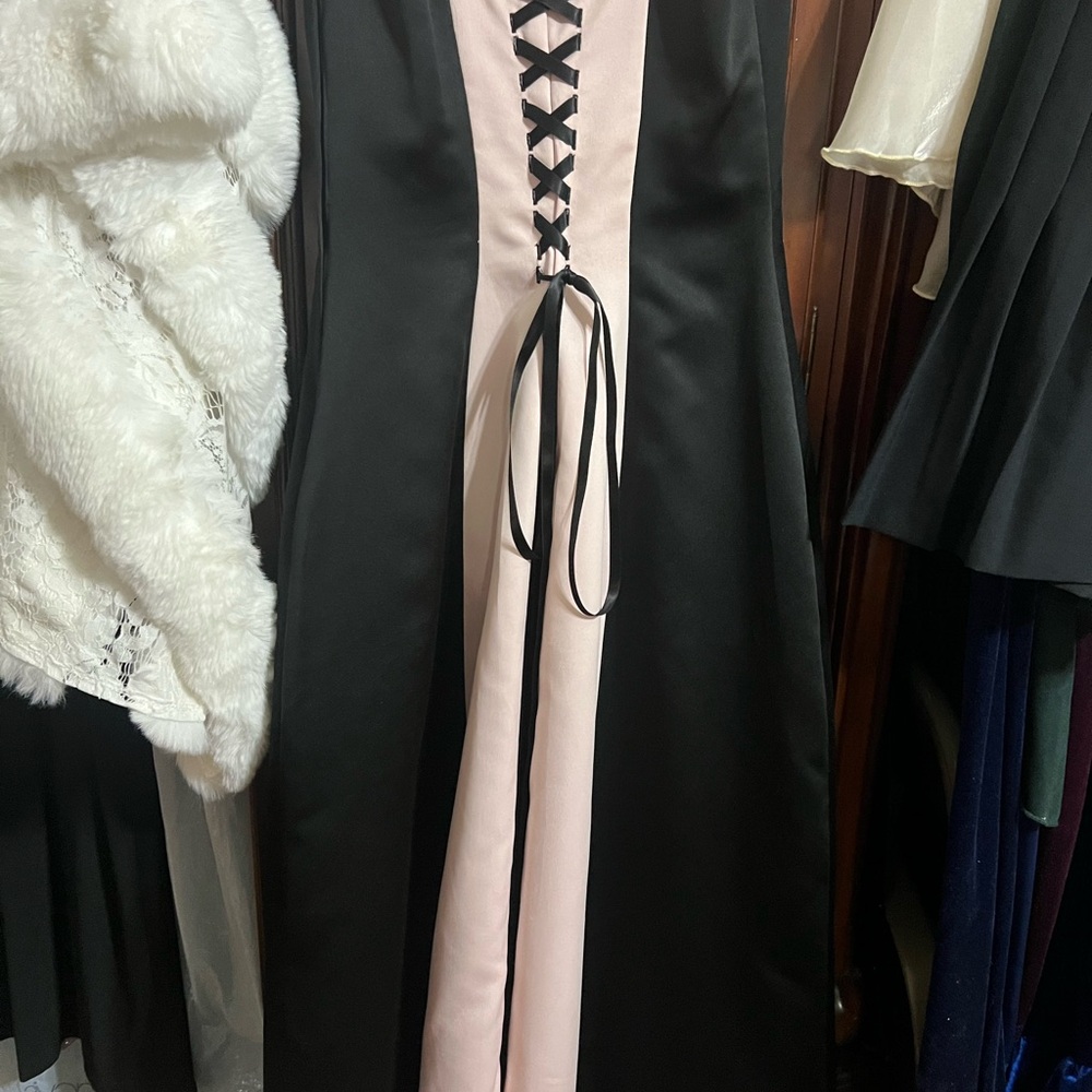 Black and Pink Lace-Up Dress